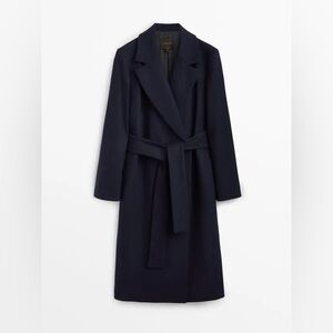 Massimo Dutti black wool classic Coat, great condition